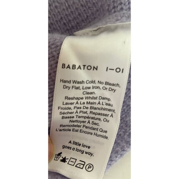Babaton 100% Cashmere Turtleneck Oversized Light Purple Sweater oft Knit Pullove - Picture 7 of 7